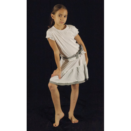 MJC6 - Jupe courte blanche avec liseret gris