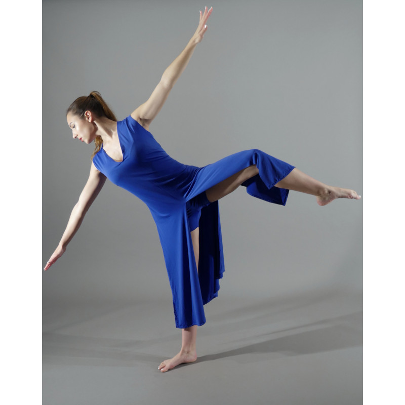 GRL21N - Robe fendue bleu royal avec shorty GRL21N - Robe fendue bleu royal avec shorty