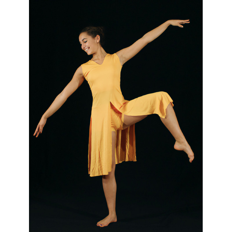 GRL21L - Robe fendue jaune plus shorty GRL21L - Robe fendue jaune plus shorty