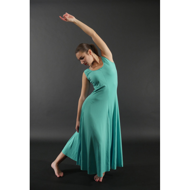 GRL15C - Robe longue 4 pans bleu lagon GRL15C - Robe longue 4 pans bleu lagon