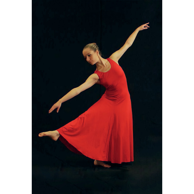 GRL15A - Robe 4 pans rouge sans manches GRL15A - Robe 4 pans rouge sans manches