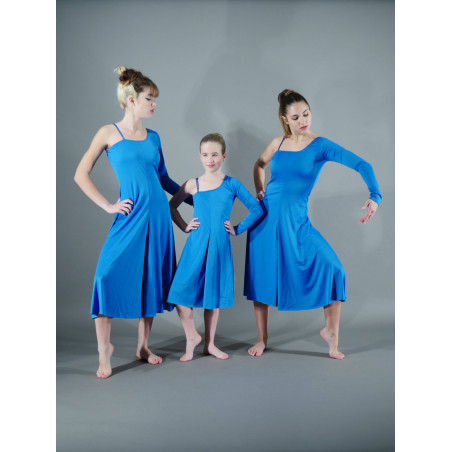 GRL10E - Robe une manche bleu océan