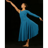 GRL10C - Robe longue 6 pans bleu une manche