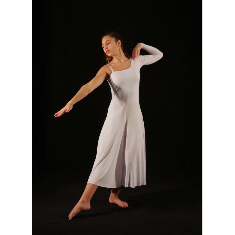 GRL10B - Robe 4 pans blanche 1 manche GRL10B - Robe 4 pans blanche 1 manche