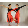 GRL8B - Robe 4 pans rouge/noir 2 manches