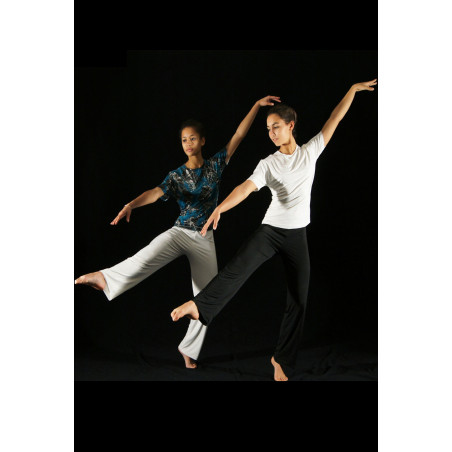 GEP30 - Ensemble pantalon noir ou blanc avec haut crème ou imprimé