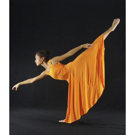 GRL1I - Robe 6 pans lycra cristal orange clair