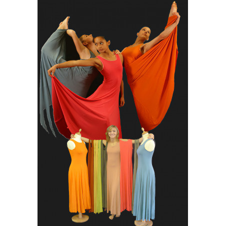 GRL1A - Robe longue 6 pans assortiment de couleurs