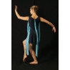 GRC15 - Robe abysse bleu marine avec voile turquoise