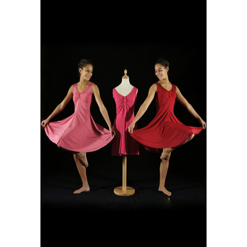 GRC12B - Robe rétro cintrée camaieu de rose GRC12B - Robe rétro cintrée camaieu de rose