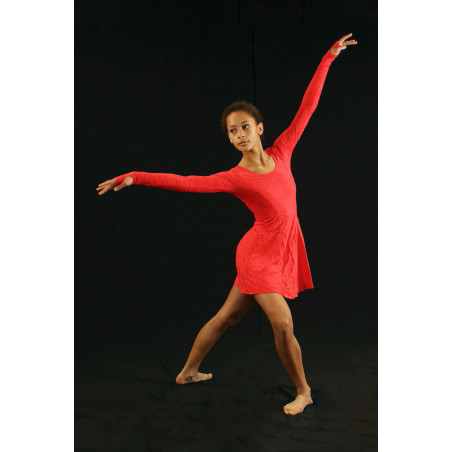 GRC11 - Robe courte rouge 6 pans à manches