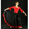 MJL2BIS - Jupe longue Flamenco noir à volants rouge