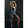 GRC7M - Robe col mao Mondrian grise et taupe
