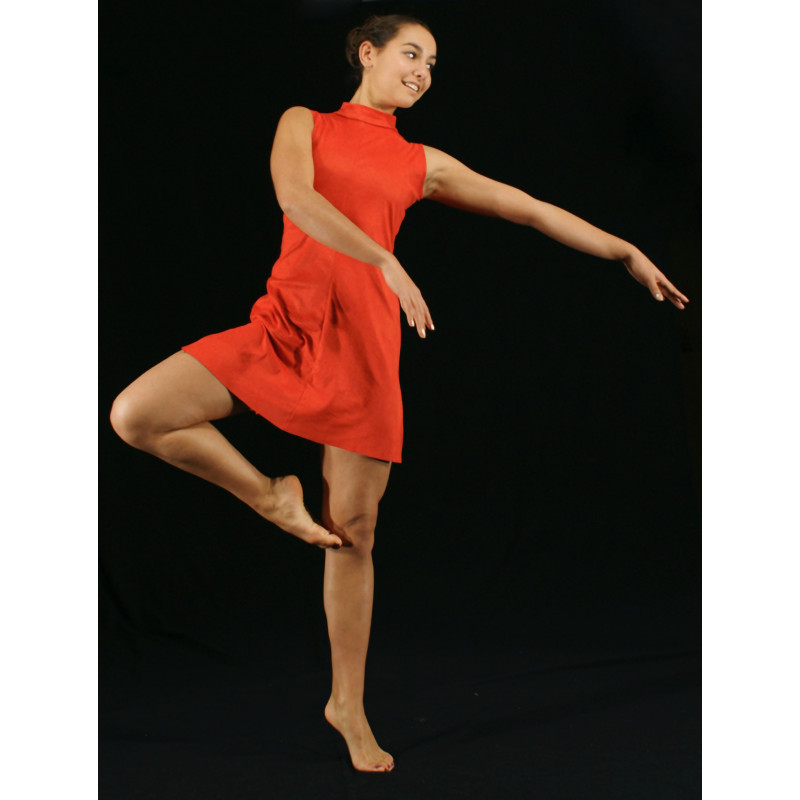 GRC7E - Robe col mao rouge GRC7E - Robe col mao rouge