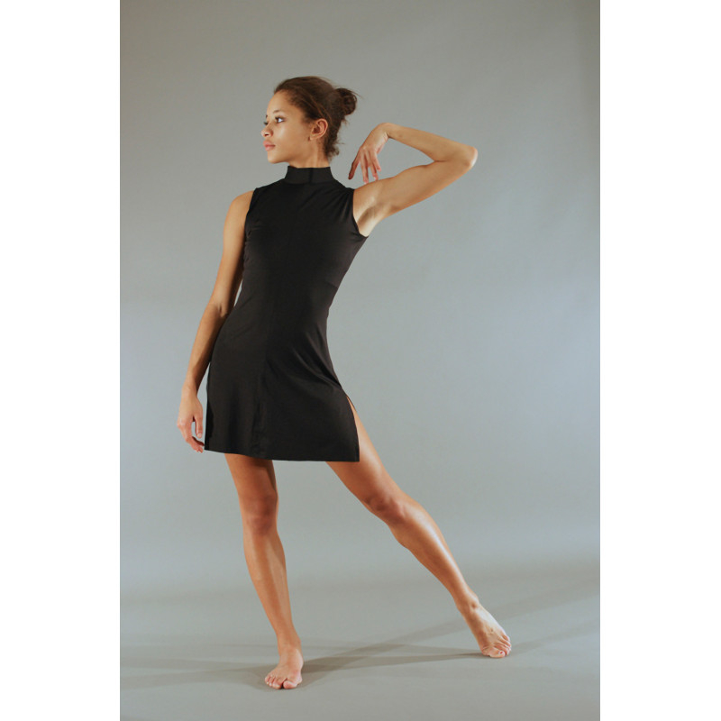 GRC7C - Robe courte col mao noire GRC7C - Robe courte col mao noire