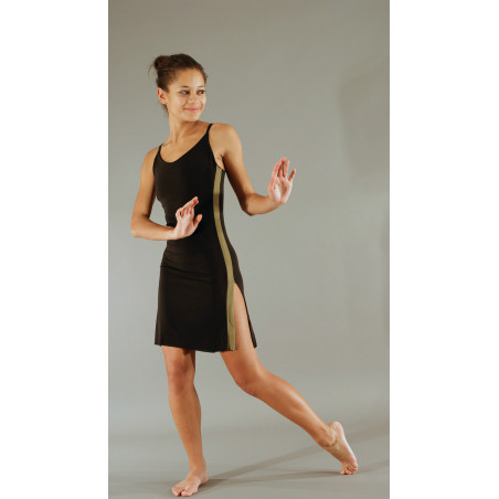 GRC6 - Robe 2 pans noire liseret vert