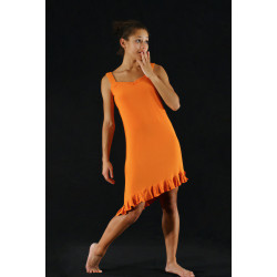 GRC3D - Robe 2 pans à volant orange