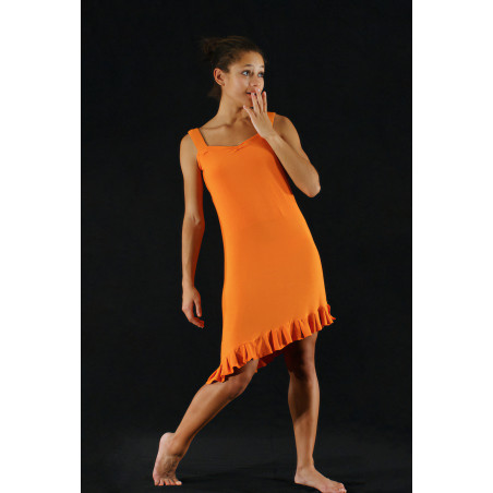 GRC3D - Robe 2 pans à volant orange