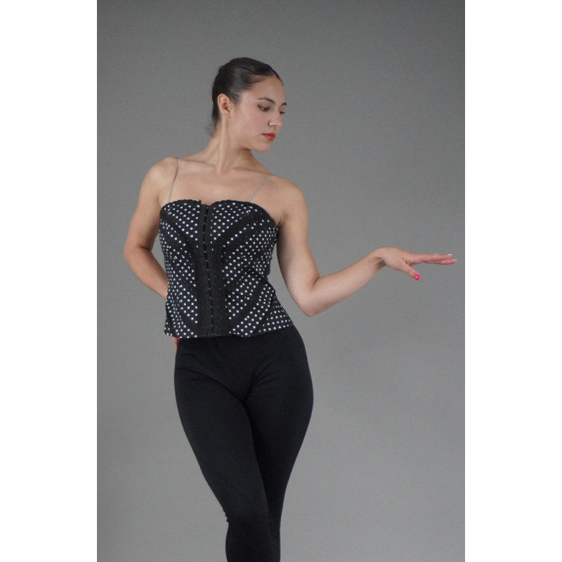 GH13A - Bustier noir à pois blancs GH13A - Bustier noir à pois blancs