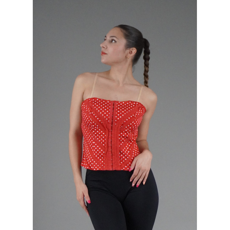 GH13B - Bustier rouge à pois blancs GH13B - Bustier rouge à pois blancs