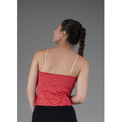 GH13B - Bustier rouge à pois blancs