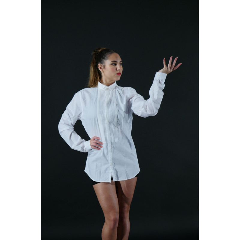GH19F - Chemise blanche empiècement devant GH19F - Chemise blanche empiècement devant