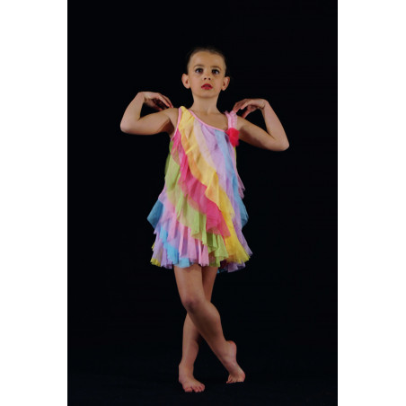 PR38 - Robe volants verticaux multicolores pastels