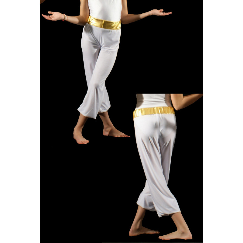 MP1 - Sarouel blanc ceinture dorée MP1 - Sarouel blanc ceinture dorée