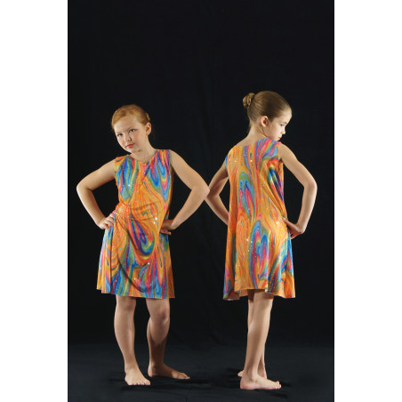 PR34 - Robe trapèze bariolée à paillettes