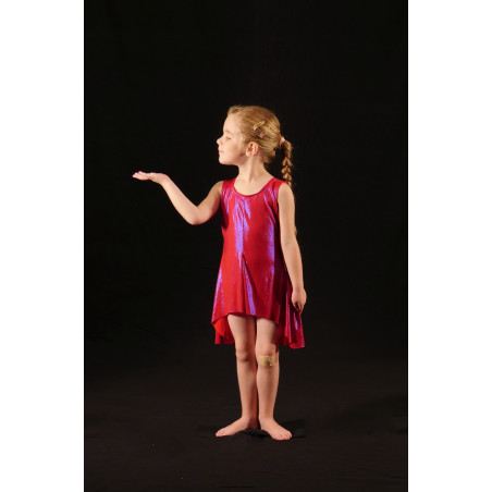 PR33 - Robe 4 pans rouge à reflet violet en lycra bisou