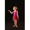 PR33 - Robe 4 pans rouge à reflet violet en lycra bisou