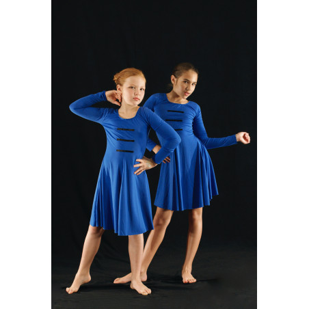 MR16 - Robe 4 pans bleu royal à manches