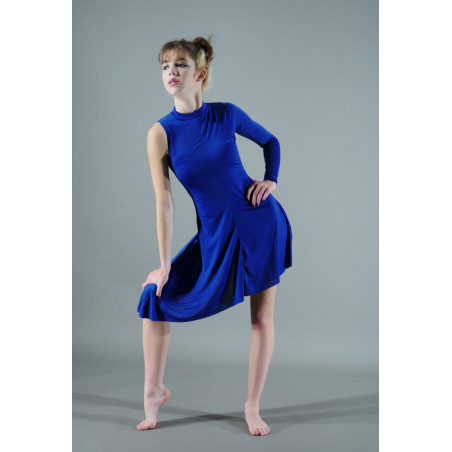 GR29 - Robe asymétrique col mao bleu royal