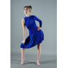 GR29 - Robe asymétrique col mao bleu royal