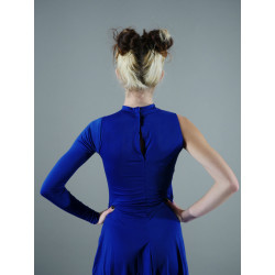 GR29 - Robe asymétrique col mao bleu royal