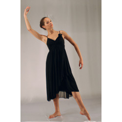 GR18E - Robe noire haut lycra, bas en mousseline